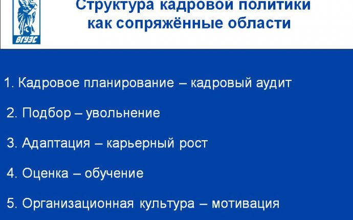 Структура кадровой политики как сопряжённые области - Презентация